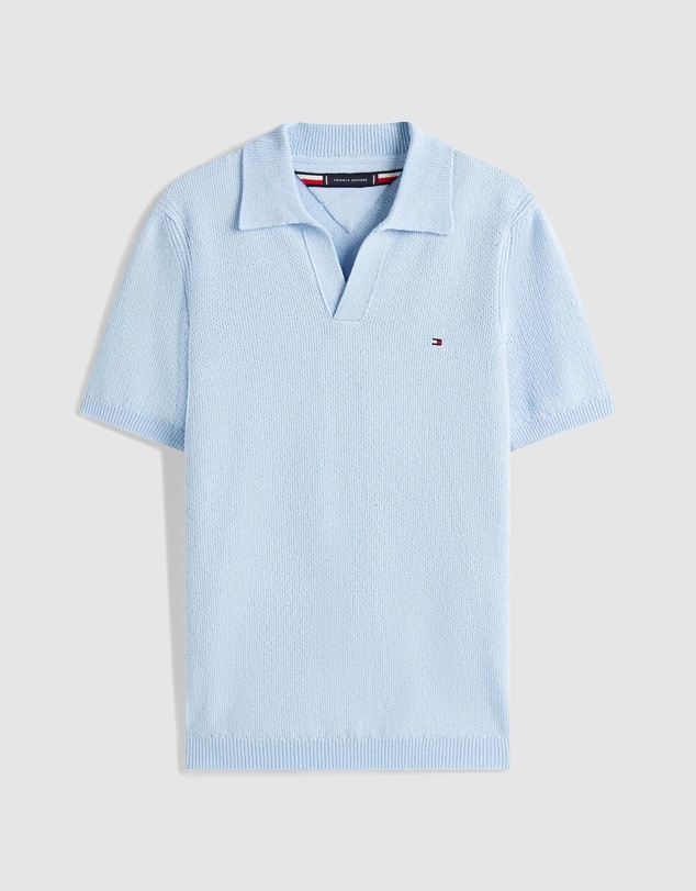 Tommy Hilfiger - Stripe Textured Knit Polo Shirt
