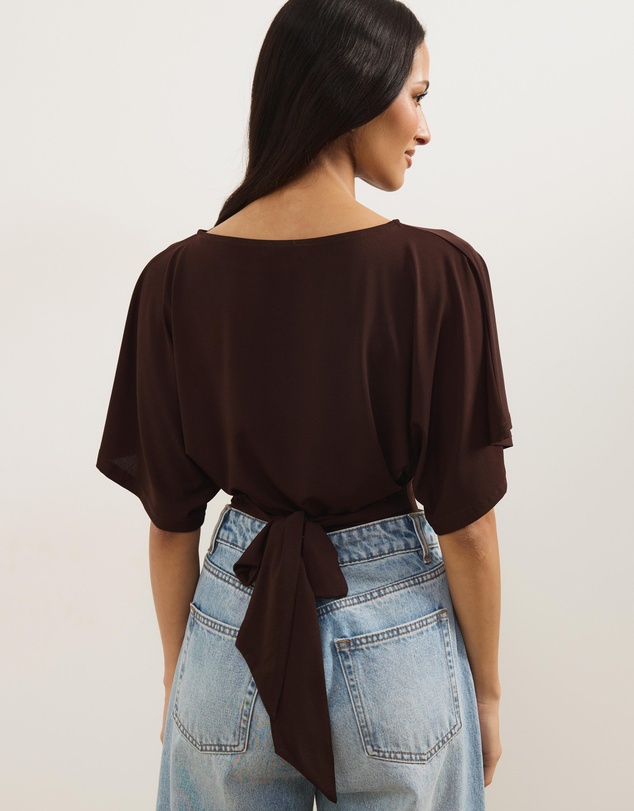 Atmos&Here - Amara Jersey Tie Back Short Sleeve Top