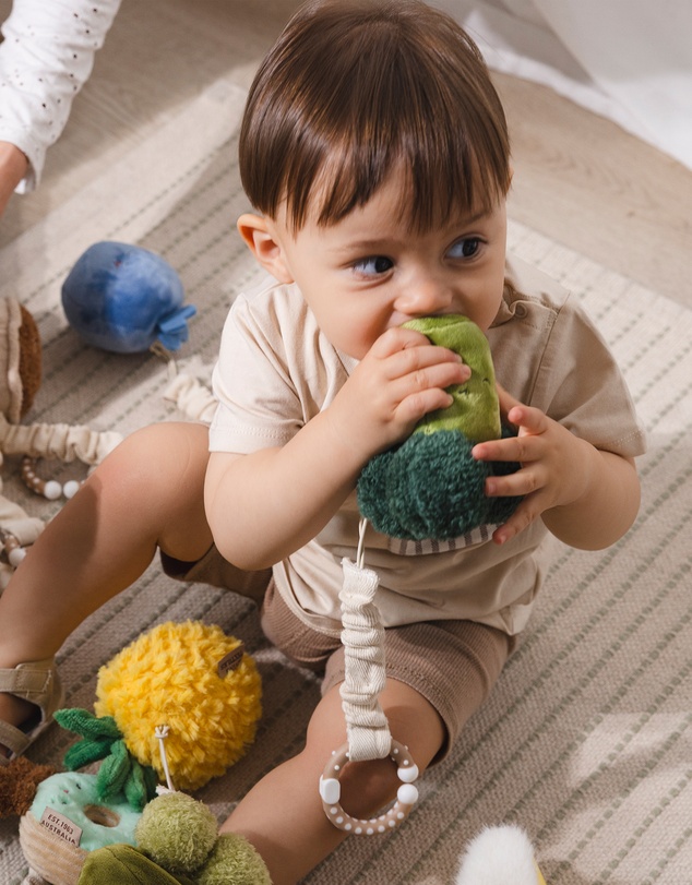 Living Textiles - 2 Pack Mini Market Brunch Stroller Toys - Broccoli & Tomato