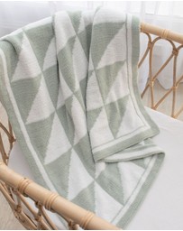 Living Textiles - Chenille Blanket - Sage Triangles