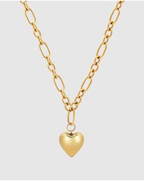 Nialaya Jewellery - Women's Gold Cable Choker with Chunky Heart Pendant