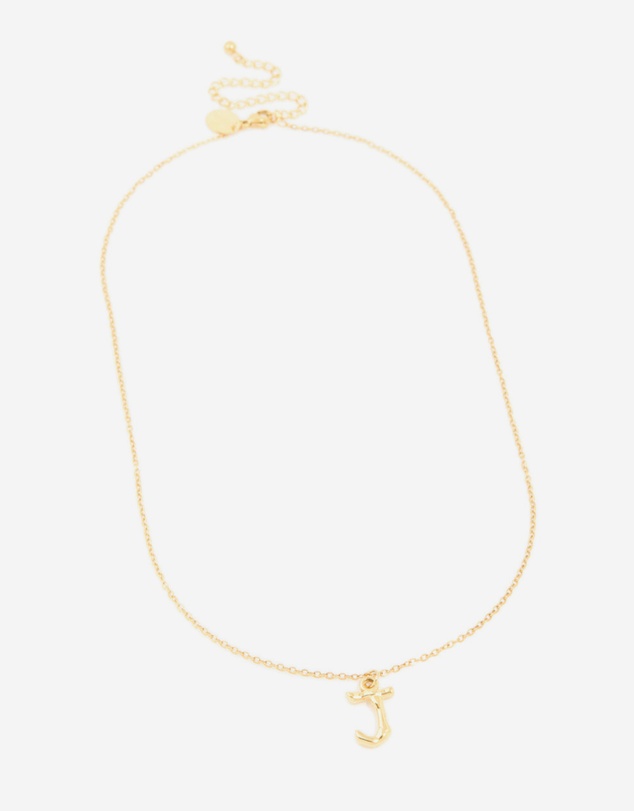 Lovisa - Waterproof Gold Plated Stainless Steel Bamboo Letter J Necklace