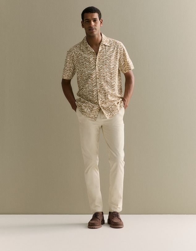 Trenery - Geo Stripe Relaxed Short Sleeve Shirt in Cognac