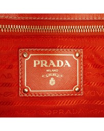 Pre-Loved by Azura Reborn - Pre-Loved Saffiano Trimmed Tessuto Logo Oro Satchel
