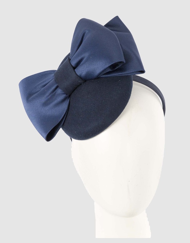 Max Alexander - Felt Navy Winter Pillbox Fascinator with Bow