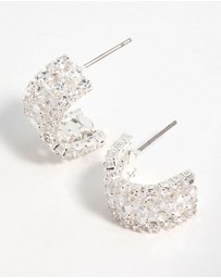 Lovisa - Silver Plated Cubic Zirconia Marquise Center Strap Hoop Earrings