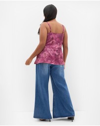 City Chic - Satin Cowl Lace Print Cami