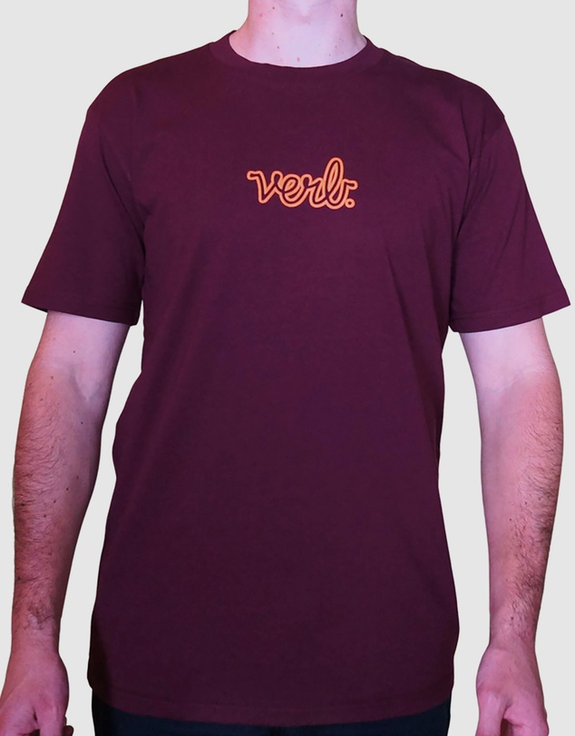 Verb - Verb Puffed Men Classic Logo 100% Cotton Skateboards Tshirt Burgundy