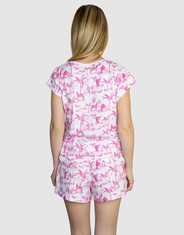 Sant And Abel - Women's Skydog Toile Pink Jersey Short PJ Set