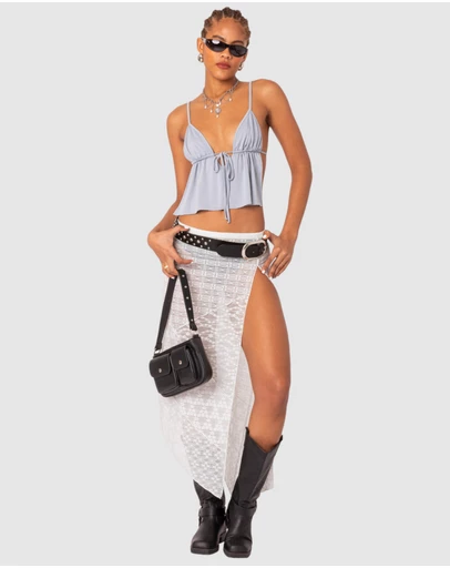 EDIKTED - Rylee Tie Front Open Back Top