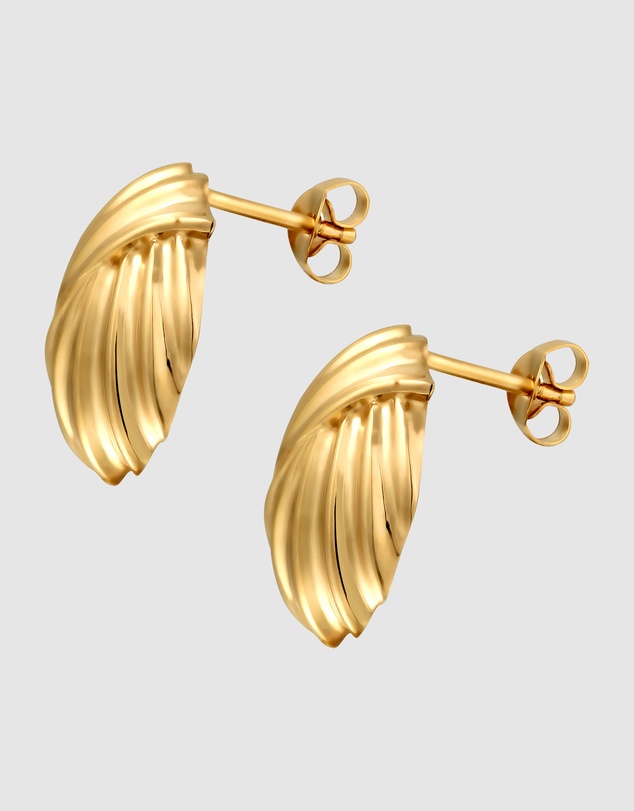 Elli Jewelry - Grooves Stud Earrings in Gold-Plated 925 Silver