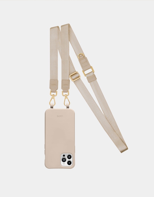 LOUVE COLLECTION - Beige Phone Case + Daisy Pearl Wristlet