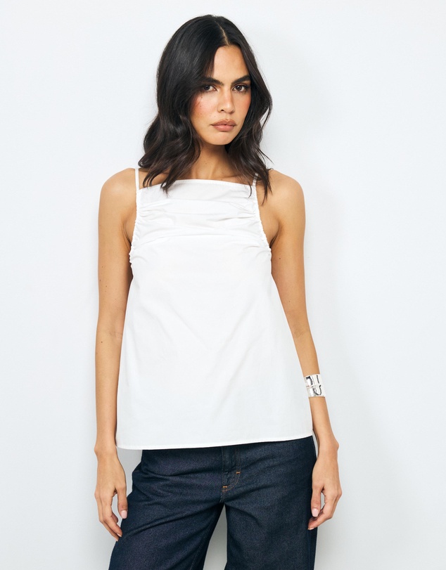 AERE - Zara Ruched Poplin Top