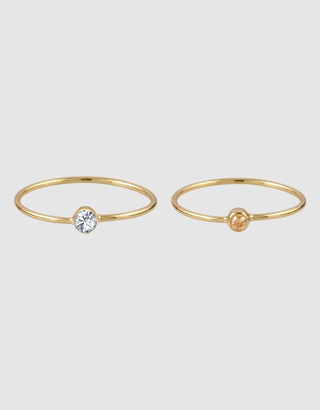 Elli Jewelry - Crystal Ring Set in Gold-Plated 925 Silver