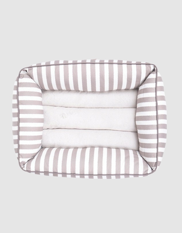 Mog & Bone - Bolster Dog Bed - Latte Hampton Stripe Print