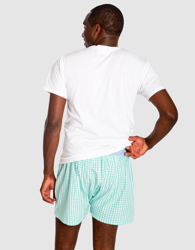 Sant And Abel - Men's Hepburn Gingham Mint Boxer Shorts