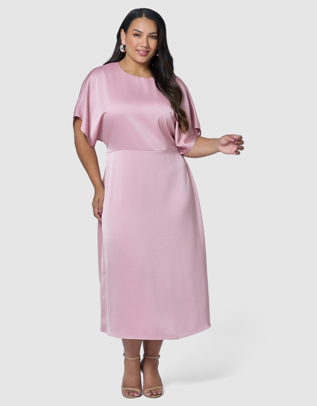 Pink Dusk by Curve Project - Lust Unleashed Satin Midi Dress