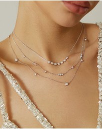 Ania Haie - Ania Haie Silver Bezel Cubic Zirconia Station Necklace