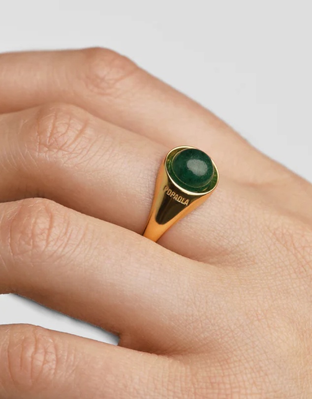 PDPAOLA - Green Aventurine Moon Ring