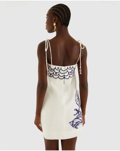 Farm Rio - Coast Stars Off-White Mini Dress