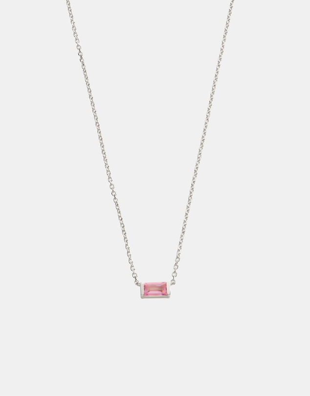 Kirstin Ash - Baguette Birthstone Necklace October Pink Topaz