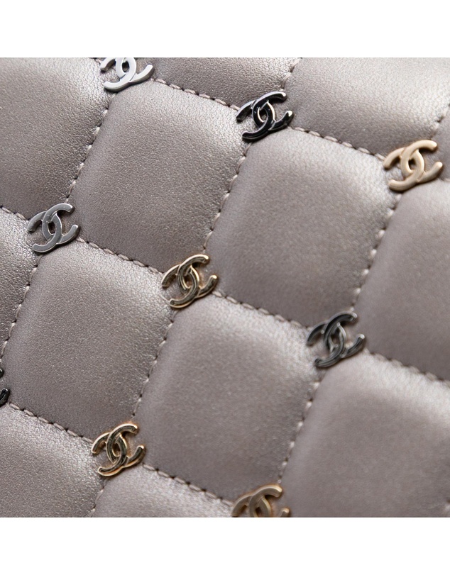 Pre-Loved by Azura Reborn - Pre-Loved Small Lambskin Chocolate Bar CC Piercing Studded Chain Flap