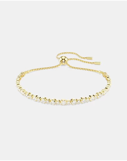 Swarovski - Matrix Tennis Bracelet, Round Cut, White, Gold-tone-Plated