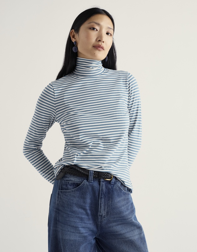Seasalt - Seasalt Cornwall Blue Landing Roll Neck Top
