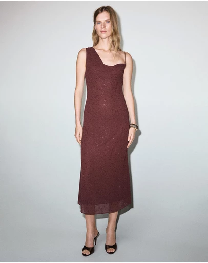 M.N.G - Asymmetrical Rhinestone Dress