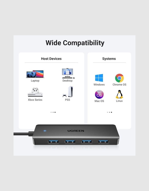 Ugreen - UGREEN 4 Port USB 3.0 Hub Satin Black