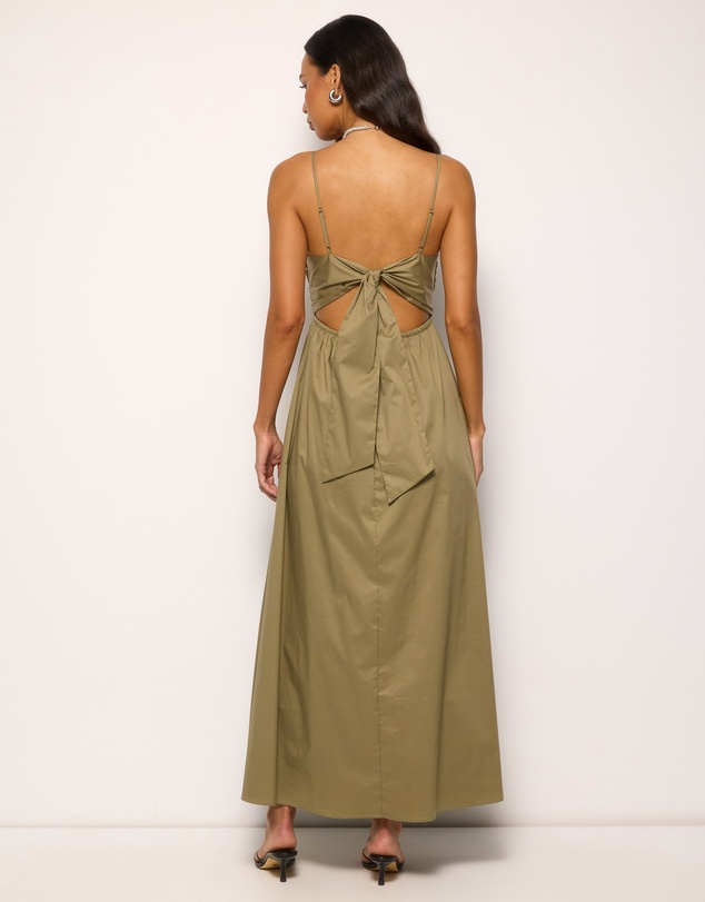 AERE - Ivy Cotton Tie Back Midi Dress