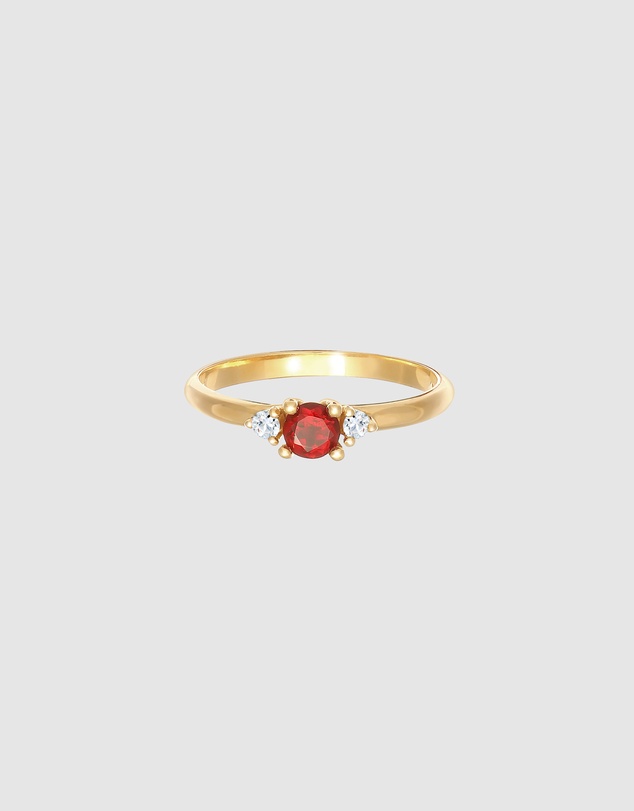 Elli Jewelry - Garnet Band Ring in Gold-Plated 925 Silver