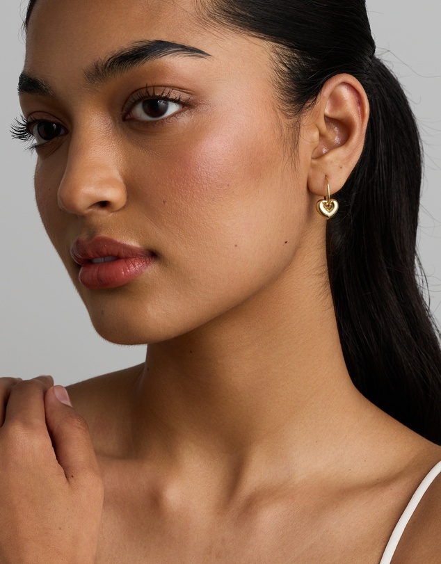 Michael Hill - Heart Drop Hoop Earrings in 10kt Yellow Gold