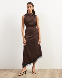 Atmos&Here - Quinn Satin Midi Dress With Lace Trim