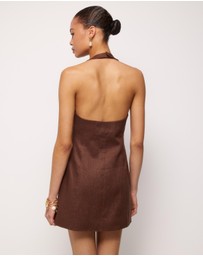 AERE - Tailored Linen Mini Halter Dress
