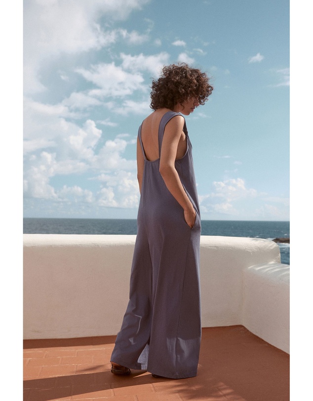 NEXT - 100% Cotton Jersey Wide Leg V-Neck Jumpsuit