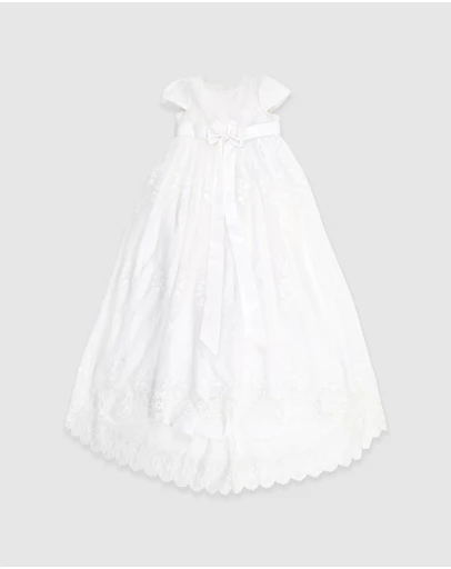 Bebe by Minihaha - Open Back Christening Dress With Bloomers