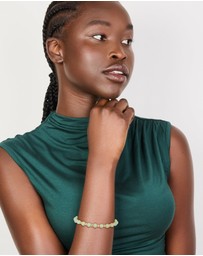 Lovisa - Waterproof Gold Plated Stainless Steel Green Beaded Stretch Bracelet