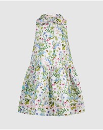 Fleur Harris - 'Silky's Floral' Winsome Dress in Snow 