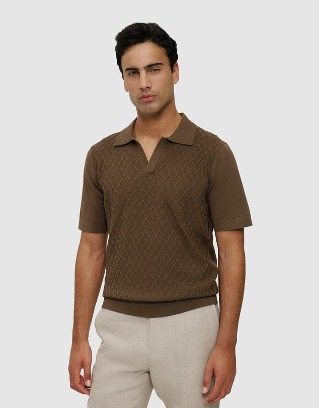 Trenery - Mercerised Diamond Knit Polo