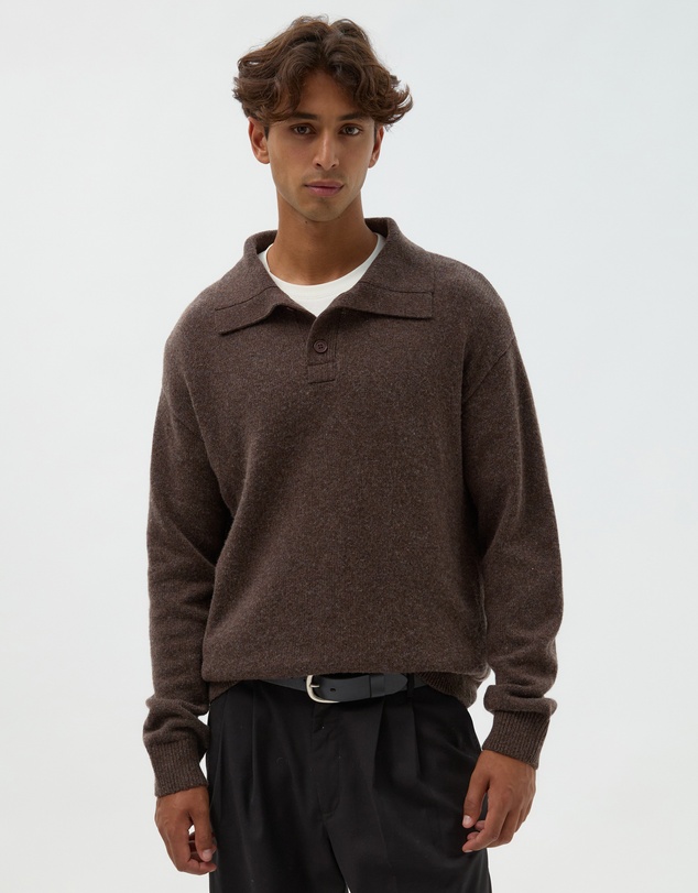 AERE - Wool Blend Oversized Collar Polo