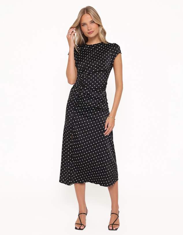 Petal & Pup - Lisbeth Midi Dress - Black Polka Dot