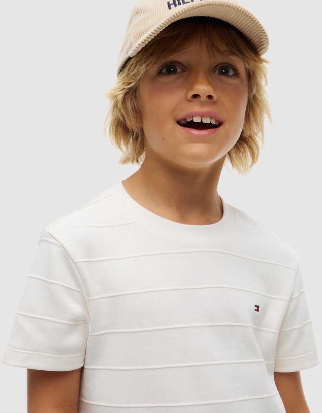 Tommy Hilfiger - Jacquard Stripe Flag Embroidery T-Shirt - Kids