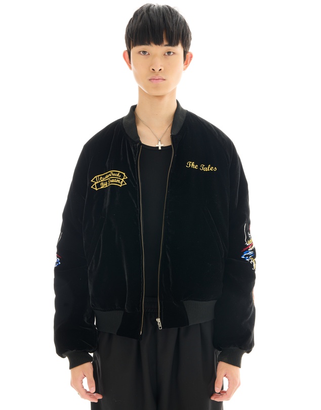 THE TALES - Tokyo Dragon Embroidered Velvet Bomber Jacket