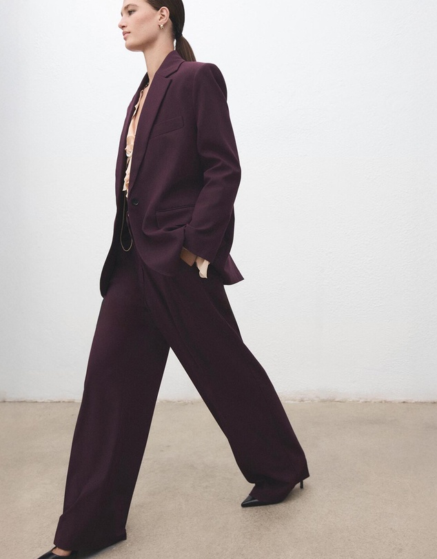 M.N.G - Wide-Leg Mid-Rise Pleated Trousers
