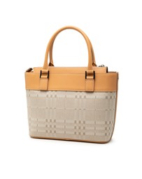 Pre-Loved by Azura Reborn - Pre-Loved Leather Trimmed Tonal Check Canvas Handbag