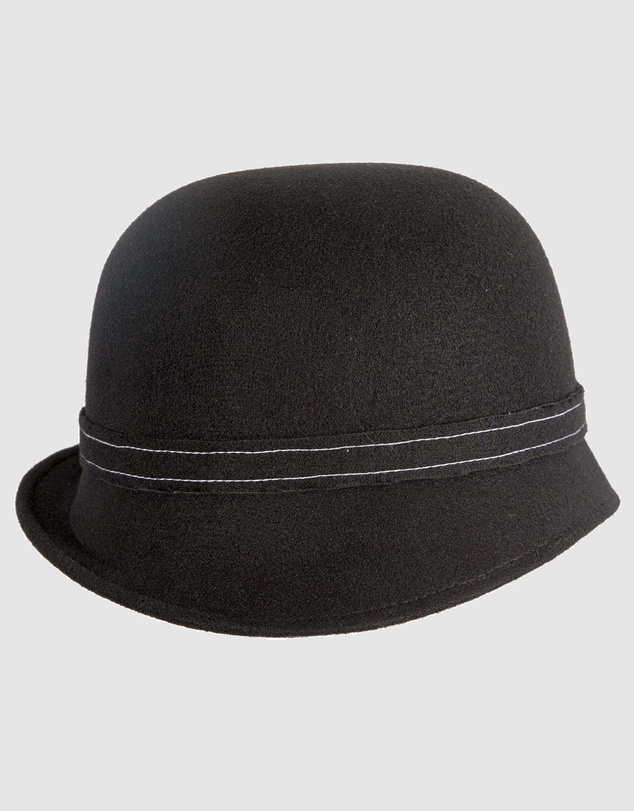 Max Alexander - Winter Felt Black Cloche Hat