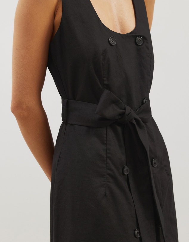 Atmos&Here - Dasha Scoop Neck Linen Blend Midi Dress