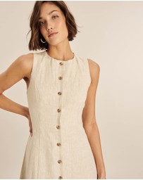 AERE - Violet Linen Button Down Midi Dress