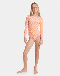 Roxy - Girls 8 to 16 Flowe Check One Piece Rash Vest